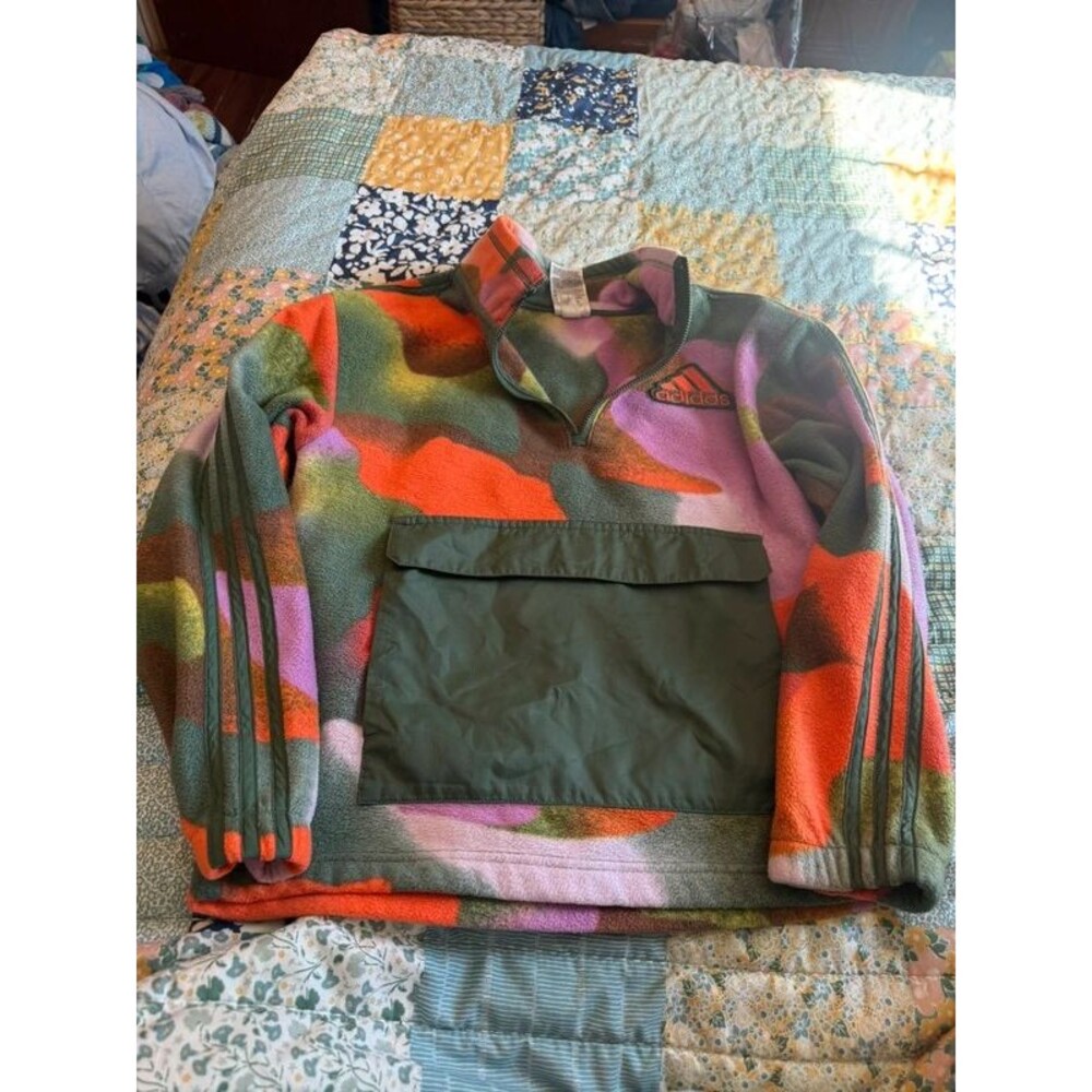 Adidas Youth M 10/12 Colorful Camo Fleece Quarter Zip Pullover Streetwear. 761